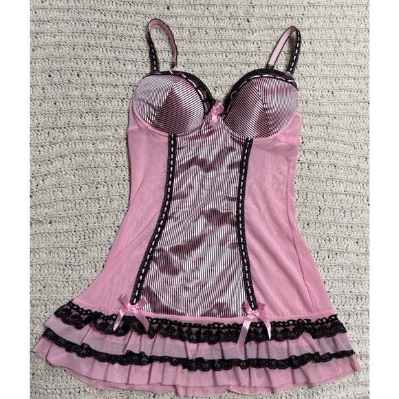 Y2K Native Intimates Corset Top Bustier Lingerie Lace Bows Womens Sz Small Pink - Picture 1 of 8